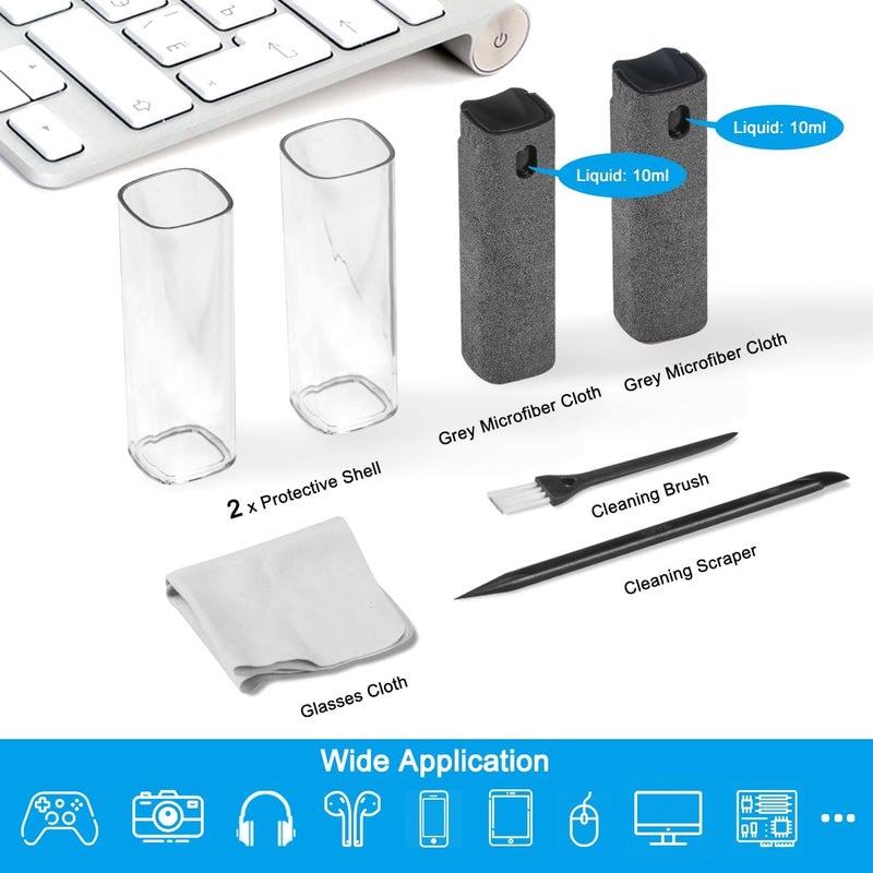 walrfid 2 Pack Computer Screen Cleaner, MacBook Screen Cleaner Spray and Wipe, Electronic Computer Laptop Cleaning Kit for iPad Pro, iPhone, Smartphone, Monitor, Car Display, Tablet, TV Screens, Grey - Image 2